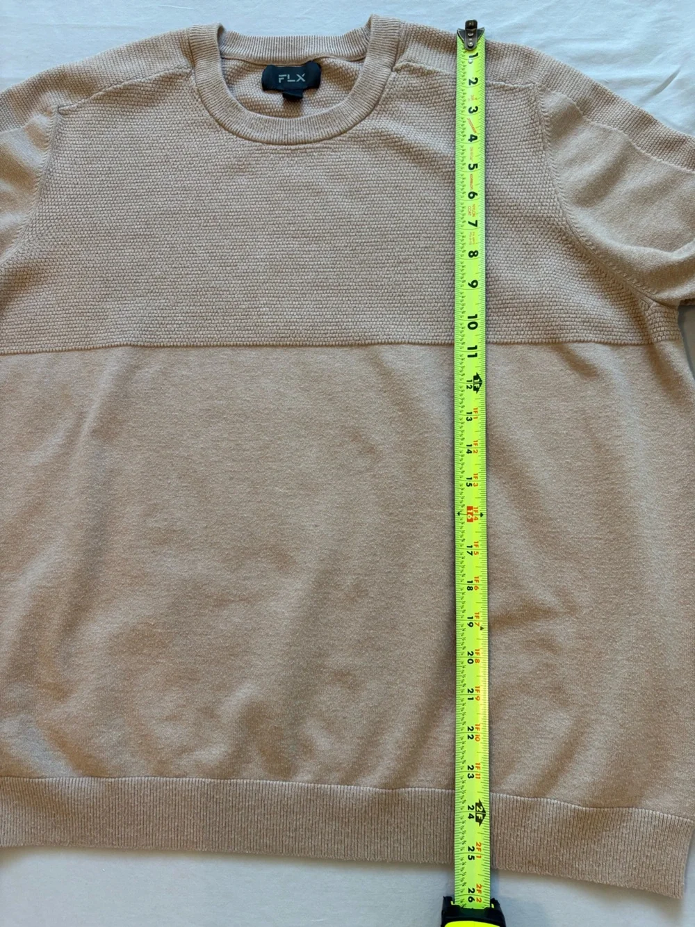 FLX Men’s Tan Textured Crewneck Sweater XXL